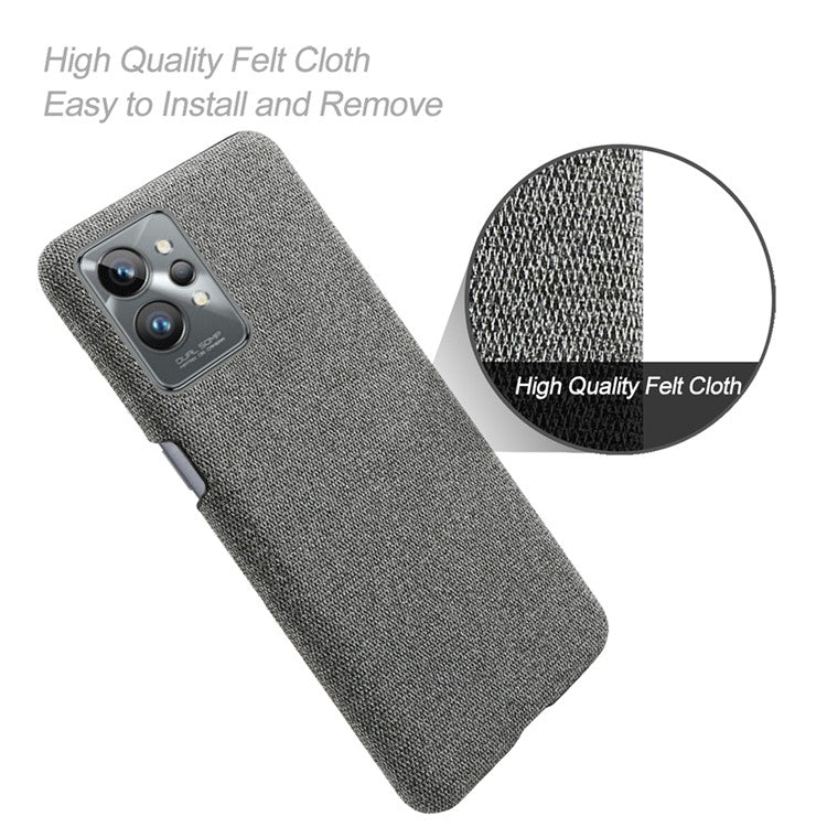 For Realme GT2 Pro Cloth Coated Hard PC Shell Ultra Thin Slim Protective Phone Cover - Grey