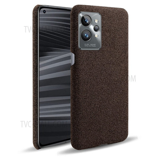For Realme GT2 Pro Cloth Coated Hard PC Shell Ultra Thin Slim Protective Phone Cover - Brown