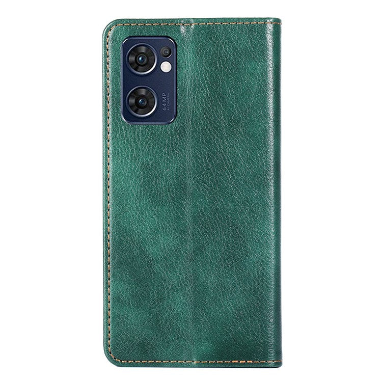 Wallet PU Leather Cover for Oppo Find X5 Lite, Stand Function Magnetic Auto-absorbed Phone Case - Green