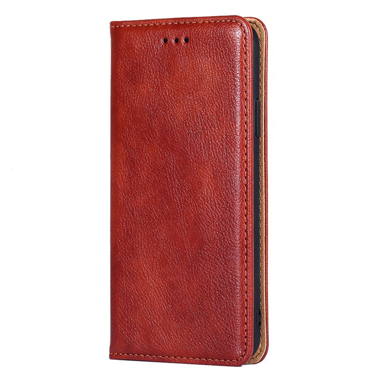 Wallet PU Leather Cover for Oppo Find X5 Lite, Stand Function Magnetic Auto-absorbed Phone Case - Brown