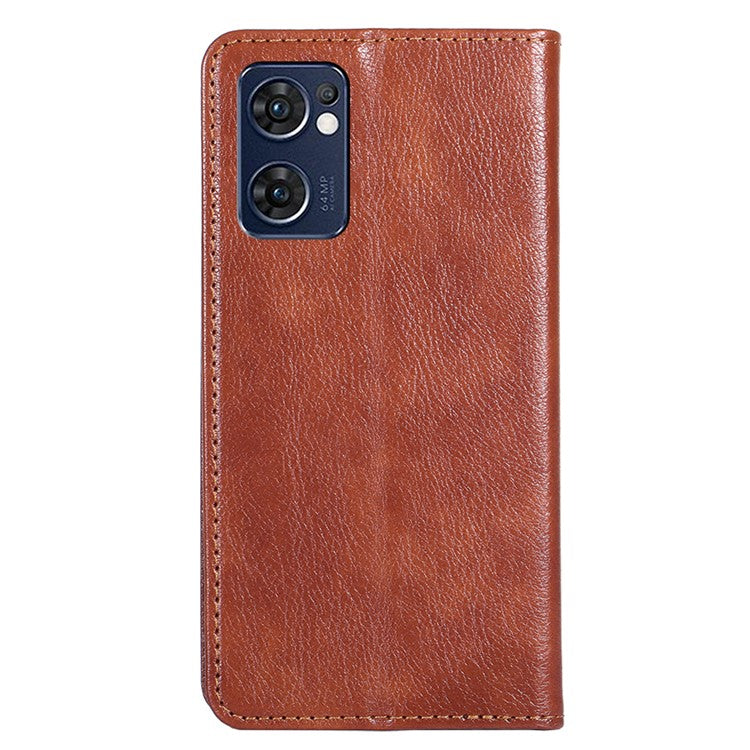 Wallet PU Leather Cover for Oppo Find X5 Lite, Stand Function Magnetic Auto-absorbed Phone Case - Brown