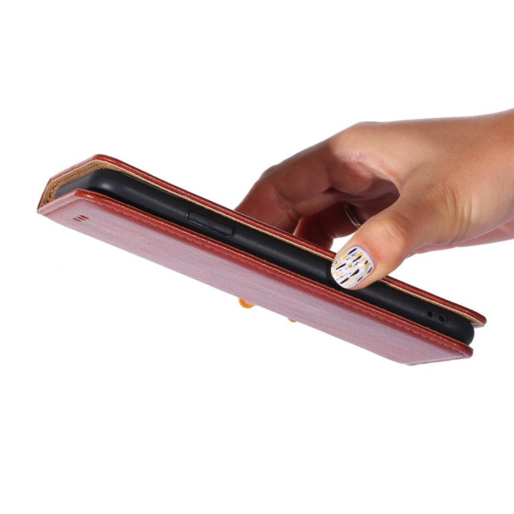 Wallet PU Leather Cover for Oppo Find X5 Lite, Stand Function Magnetic Auto-absorbed Phone Case - Brown