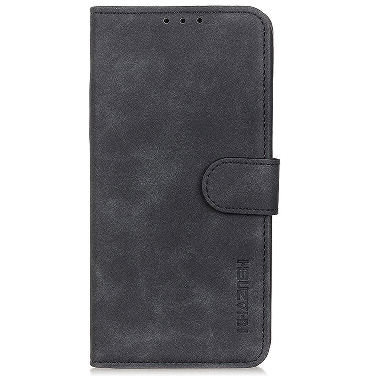 KHAZNEH For Oppo Reno7 5G (Global)/Find X5 Lite Retro Leather Case Shockproof Magnetic Clasp Mobile Phone Cover with Wallet Stand - Black