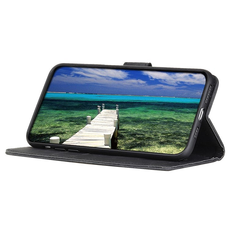 KHAZNEH For Oppo Reno7 5G (Global)/Find X5 Lite Retro Leather Case Shockproof Magnetic Clasp Mobile Phone Cover with Wallet Stand - Black