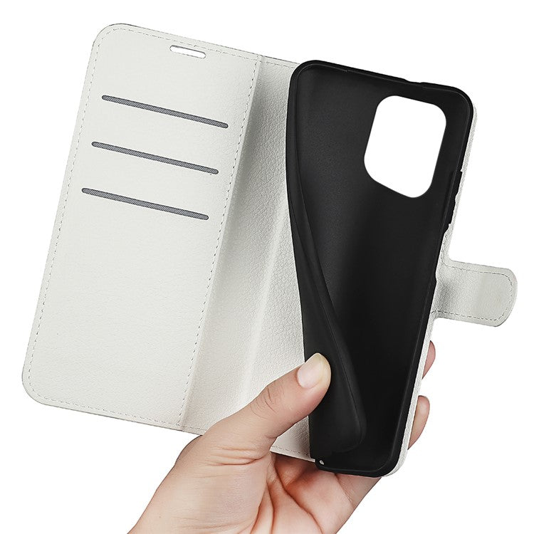 PU Leather Smartphone Cover Bag for Oppo Find X5, Wallet Anti-scratch Litchi Texture Phone Stand Function Dustproof Case - White