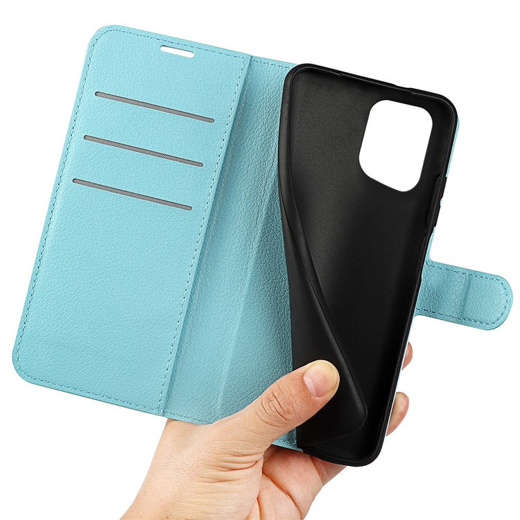 PU Leather Smartphone Cover Bag for Oppo Find X5, Wallet Anti-scratch Litchi Texture Phone Stand Function Dustproof Case - Blue