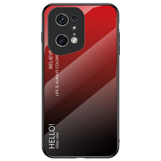 Stylish Gradient Color Phone Case for Oppo Find X5 Pro, Drop Protection Tempered Glass + PC + TPU Hybrid Back Cover - Gradient Red Black