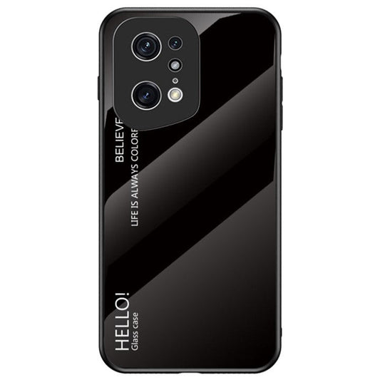 Stylish Gradient Color Phone Case for Oppo Find X5 Pro, Drop Protection Tempered Glass + PC + TPU Hybrid Back Cover - Black