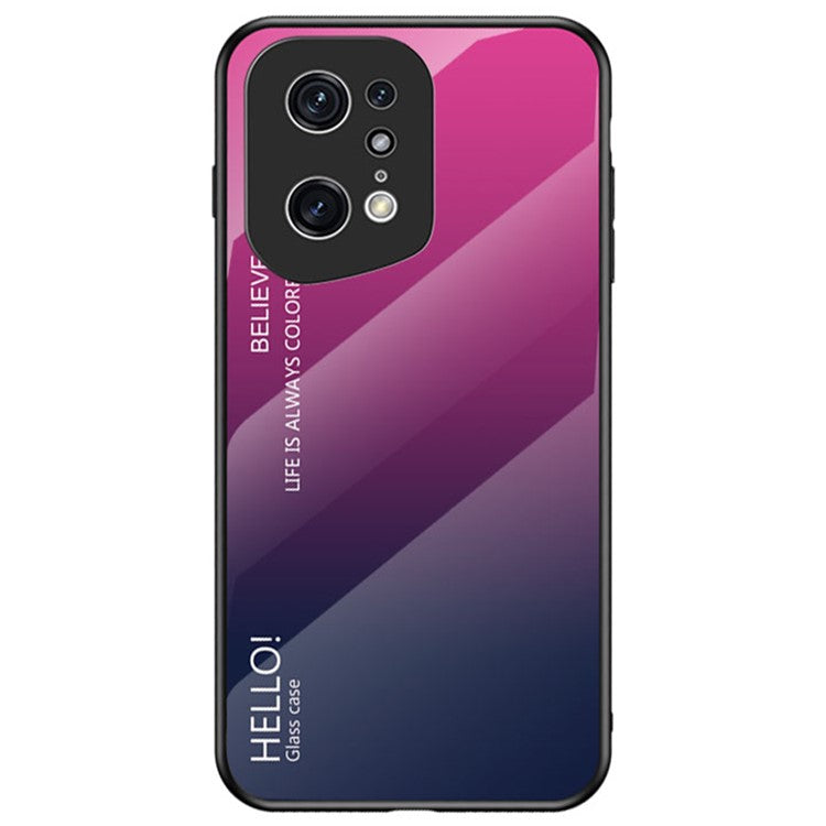 Stylish Gradient Color Phone Case for Oppo Find X5 Pro, Drop Protection Tempered Glass + PC + TPU Hybrid Back Cover - Gradient Rose