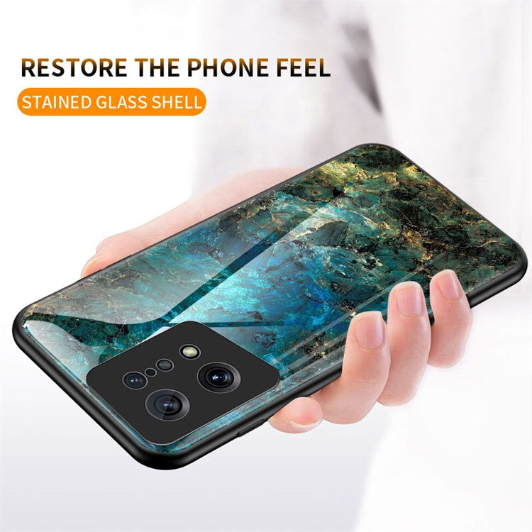 Marble Pattern Phone Case for Oppo Find X5, TPU Frame Tempered Glass + PC Back Shockproof Anti-fall Cover - Blood Red Marble