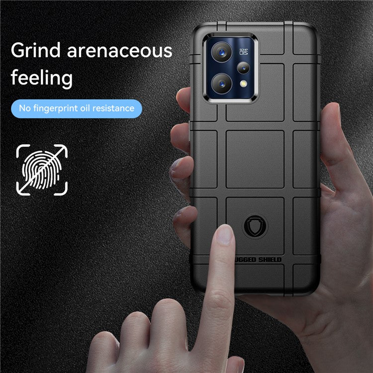 For Realme 9 Pro+ / 9 4G / Narzo 50 Pro 5G Rugged Square Grid Design Thickened TPU Anti-scratch Phone Case Protective Cover - Black