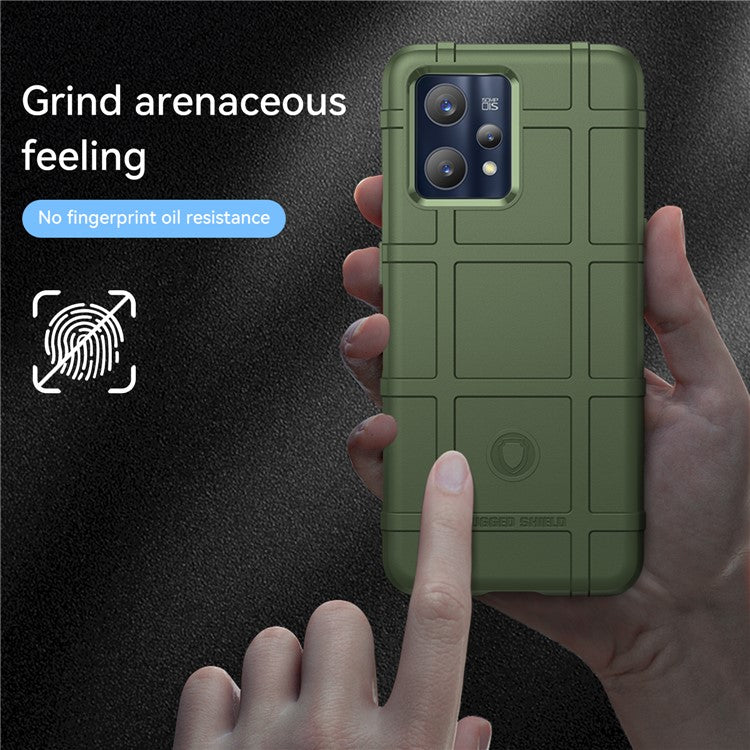 For Realme 9 Pro+ / 9 4G / Narzo 50 Pro 5G Rugged Square Grid Design Thickened TPU Anti-scratch Phone Case Protective Cover - Green