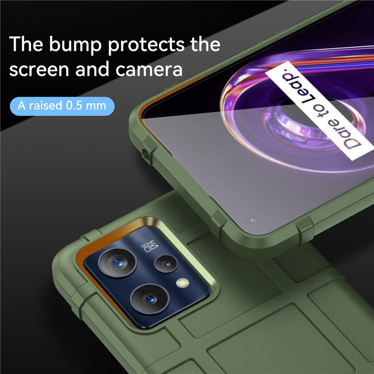 For Realme 9 Pro+ / 9 4G / Narzo 50 Pro 5G Rugged Square Grid Design Thickened TPU Anti-scratch Phone Case Protective Cover - Green