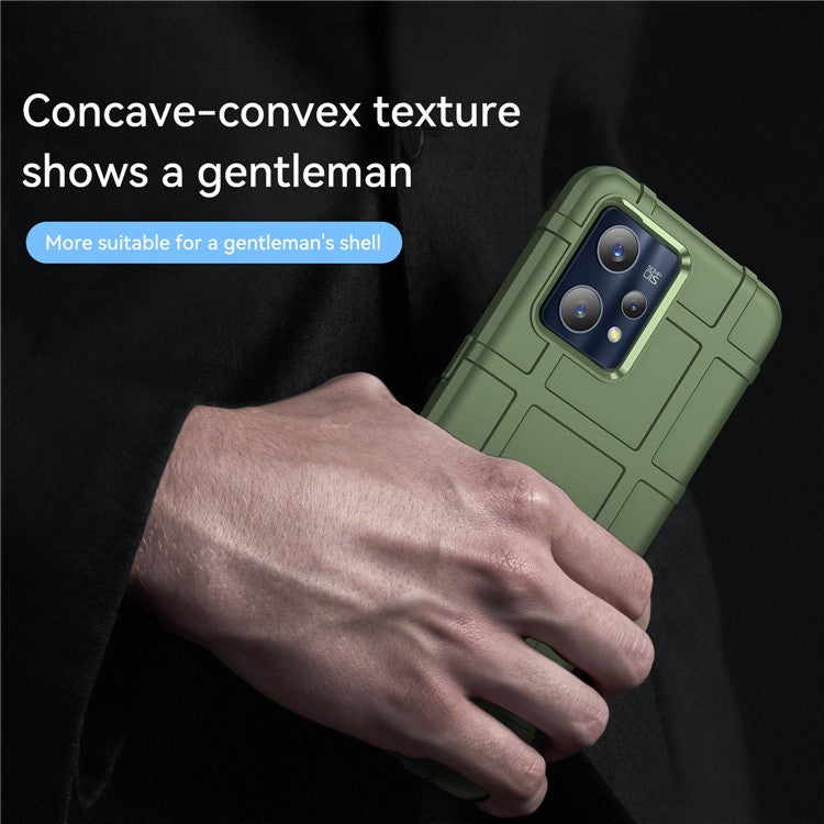 For Realme 9 Pro+ / 9 4G / Narzo 50 Pro 5G Rugged Square Grid Design Thickened TPU Anti-scratch Phone Case Protective Cover - Green