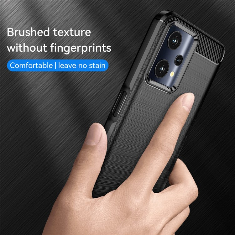 For Realme 9 Pro 5G / 9 5G / V25 / OnePlus Nord CE 2 Lite 5G 1.8mm TPU Brushed Phone Case Carbon Fiber Texture Protective Cover - Black
