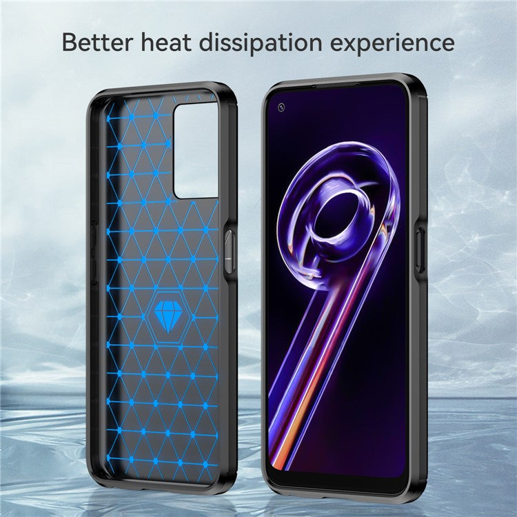 For Realme 9 Pro 5G / 9 5G / V25 / OnePlus Nord CE 2 Lite 5G 1.8mm TPU Brushed Phone Case Carbon Fiber Texture Protective Cover - Black