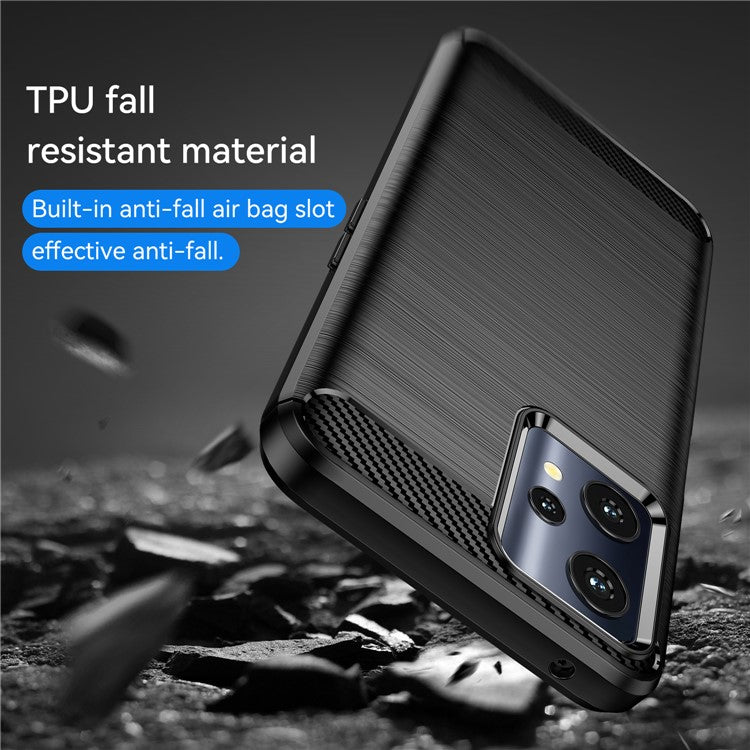 For Realme 9 Pro 5G / 9 5G / V25 / OnePlus Nord CE 2 Lite 5G 1.8mm TPU Brushed Phone Case Carbon Fiber Texture Protective Cover - Black