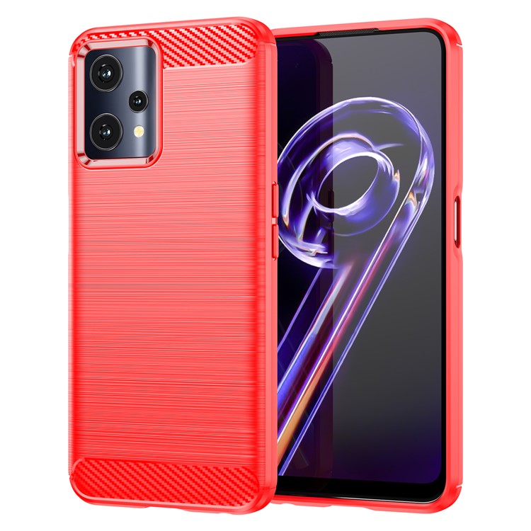 For Realme 9 Pro 5G / 9 5G / V25 / OnePlus Nord CE 2 Lite 5G 1.8mm TPU Brushed Phone Case Carbon Fiber Texture Protective Cover - Red