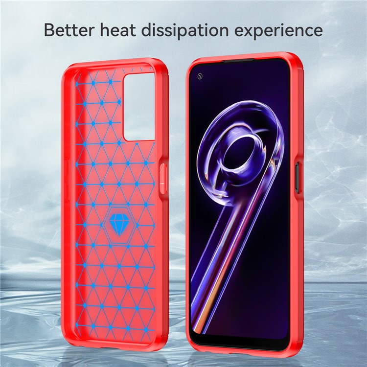 For Realme 9 Pro 5G / 9 5G / V25 / OnePlus Nord CE 2 Lite 5G 1.8mm TPU Brushed Phone Case Carbon Fiber Texture Protective Cover - Red