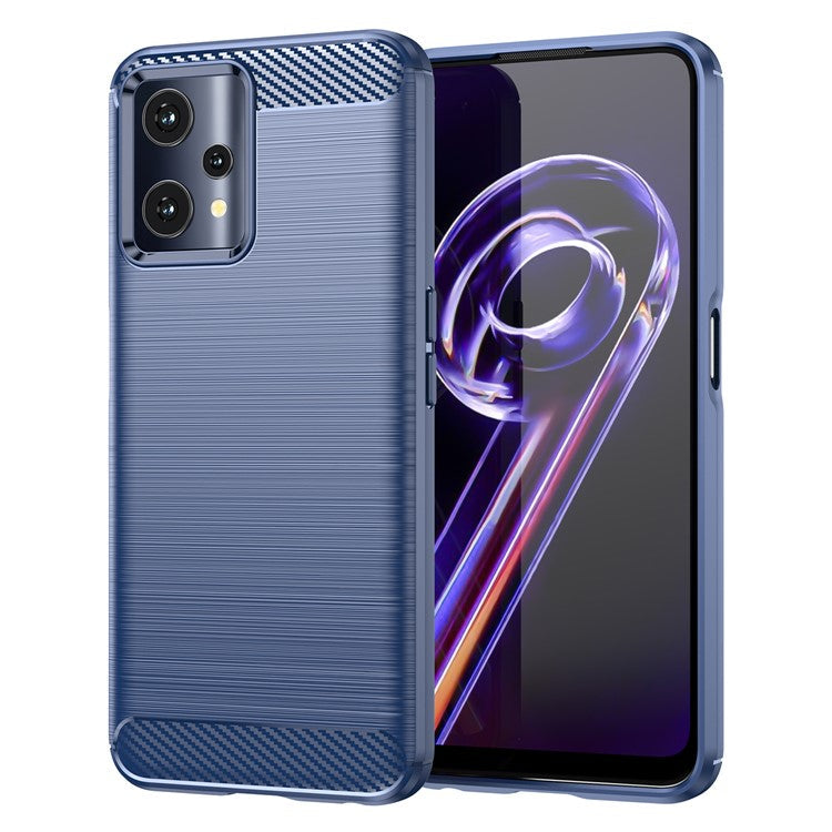 For Realme 9 Pro 5G / 9 5G / V25 / OnePlus Nord CE 2 Lite 5G 1.8mm TPU Brushed Phone Case Carbon Fiber Texture Protective Cover - Blue