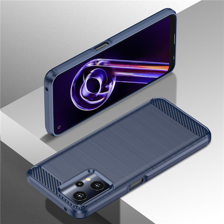 For Realme 9 Pro 5G / 9 5G / V25 / OnePlus Nord CE 2 Lite 5G 1.8mm TPU Brushed Phone Case Carbon Fiber Texture Protective Cover - Blue