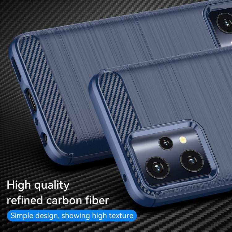 For Realme 9 Pro 5G / 9 5G / V25 / OnePlus Nord CE 2 Lite 5G 1.8mm TPU Brushed Phone Case Carbon Fiber Texture Protective Cover - Blue