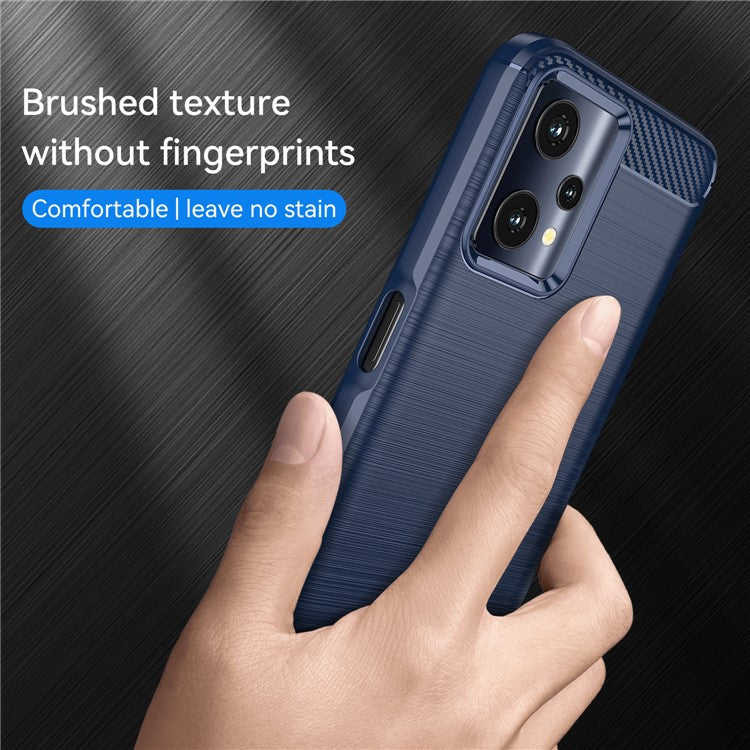 For Realme 9 Pro 5G / 9 5G / V25 / OnePlus Nord CE 2 Lite 5G 1.8mm TPU Brushed Phone Case Carbon Fiber Texture Protective Cover - Blue