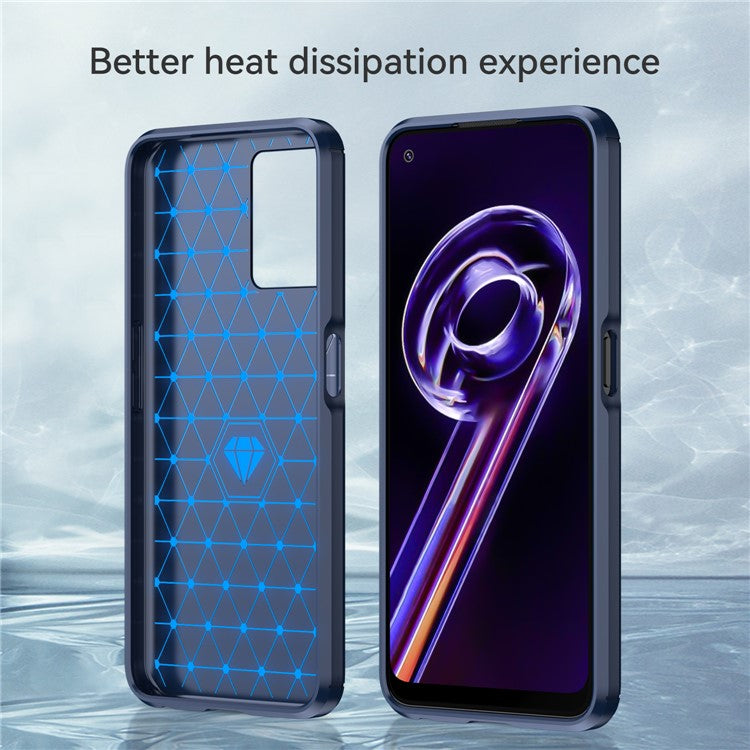 For Realme 9 Pro 5G / 9 5G / V25 / OnePlus Nord CE 2 Lite 5G 1.8mm TPU Brushed Phone Case Carbon Fiber Texture Protective Cover - Blue