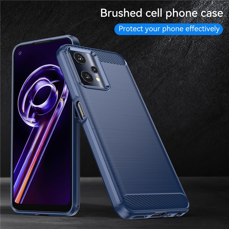 For Realme 9 Pro 5G / 9 5G / V25 / OnePlus Nord CE 2 Lite 5G 1.8mm TPU Brushed Phone Case Carbon Fiber Texture Protective Cover - Blue
