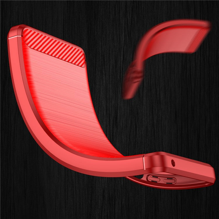 For Realme 9 Pro+ / 9 4G / Narzo 50 Pro 5G Carbon Fiber Texture Brushed Surface 1.8mm TPU Phone Case Shell - Red