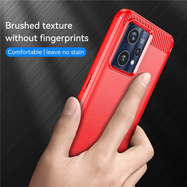 For Realme 9 Pro+ / 9 4G / Narzo 50 Pro 5G Carbon Fiber Texture Brushed Surface 1.8mm TPU Phone Case Shell - Red