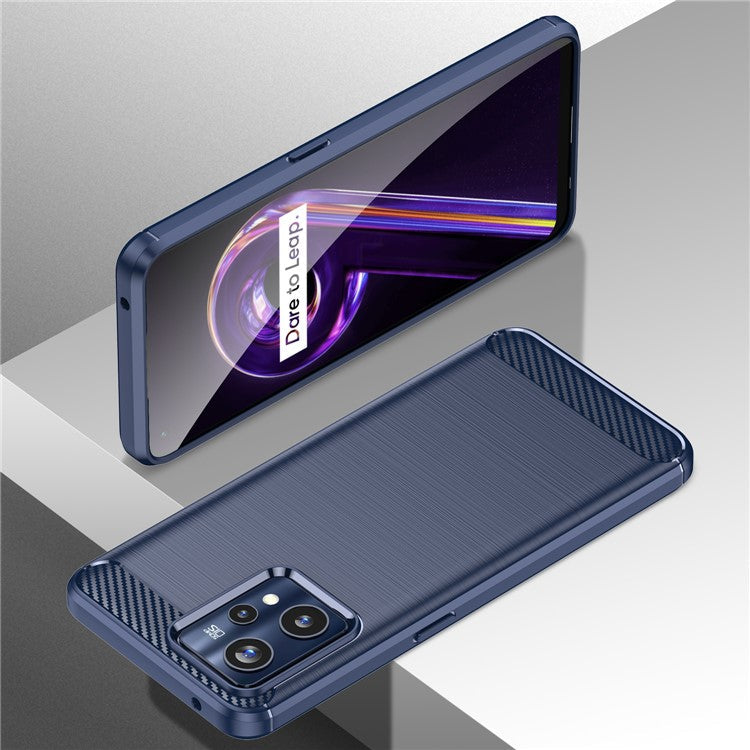 For Realme 9 Pro+ / 9 4G / Narzo 50 Pro 5G Carbon Fiber Texture Brushed Surface 1.8mm TPU Phone Case Shell - Blue