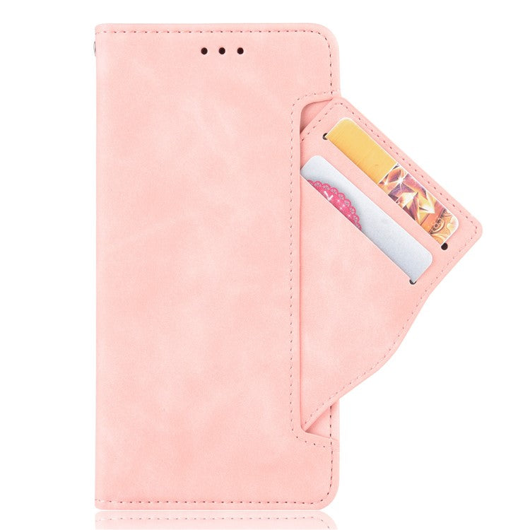 For Realme 9 Pro 5G / V25 5G / 9 5G (Global Version) / 9 5G (EU Version) Multiple Card Slots Protective Case Wallet Stand PU Leather Magnetic Closing Cell Phone Cover - Pink