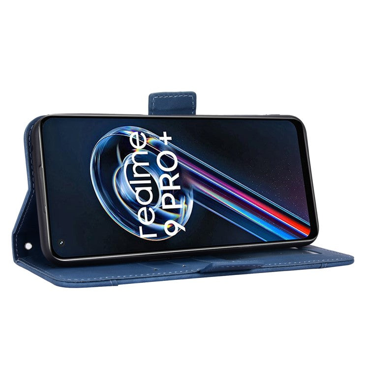 For Realme 9 Pro 5G / V25 5G / 9 5G (Global Version) / 9 5G (EU Version) Multiple Card Slots Protective Case Wallet Stand PU Leather Magnetic Closing Cell Phone Cover - Blue