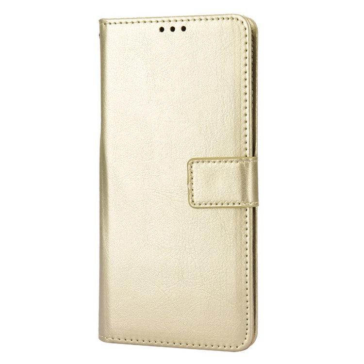 For Realme 9 Pro 5G / V25 5G / 9 5G (Global Version) / 9 5G (EU Version) Drop-proof Crazy Horse Leather Phone Case Well-protected Wallet Stand Function Shell with Strap - Gold