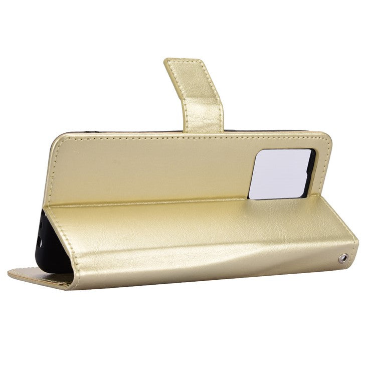 For Realme 9 Pro 5G / V25 5G / 9 5G (Global Version) / 9 5G (EU Version) Drop-proof Crazy Horse Leather Phone Case Well-protected Wallet Stand Function Shell with Strap - Gold