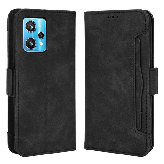 For Realme 9 Pro+ Wallet Stand PU Leather Protective Case Multiple Card Slots Magnetic Closing Phone Shell - Black