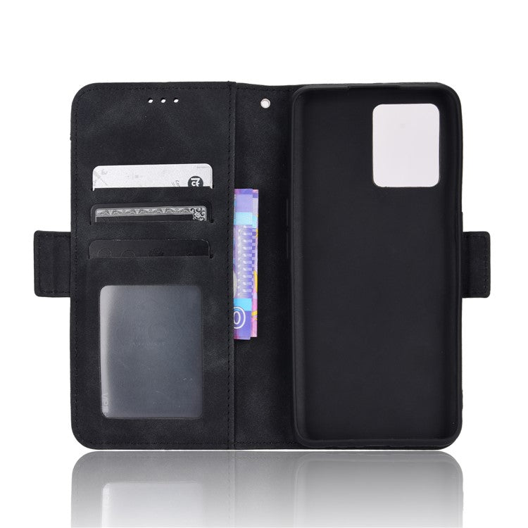 For Realme 9 Pro+ Wallet Stand PU Leather Protective Case Multiple Card Slots Magnetic Closing Phone Shell - Black