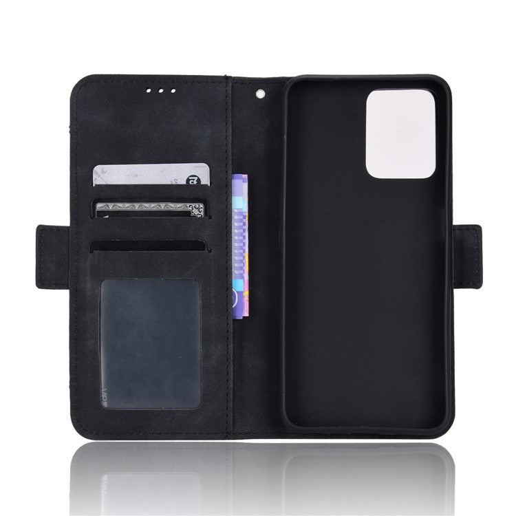 For Realme C35 Wallet Stand Anti-scratch PU Leather Protective Case Multiple Card Slots Magnetic Closing Phone Shell - Black
