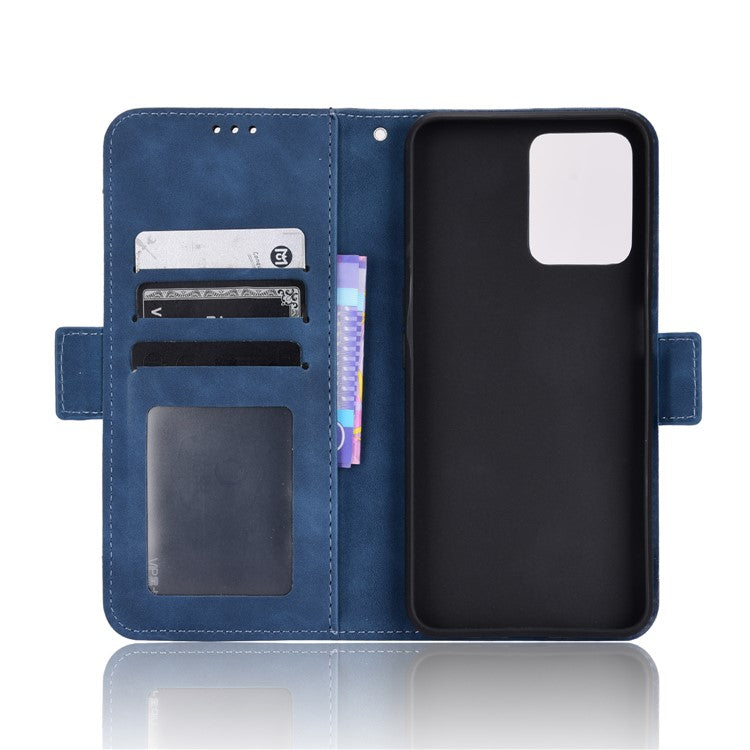 For Realme C35 Wallet Stand Anti-scratch PU Leather Protective Case Multiple Card Slots Magnetic Closing Phone Shell - Blue