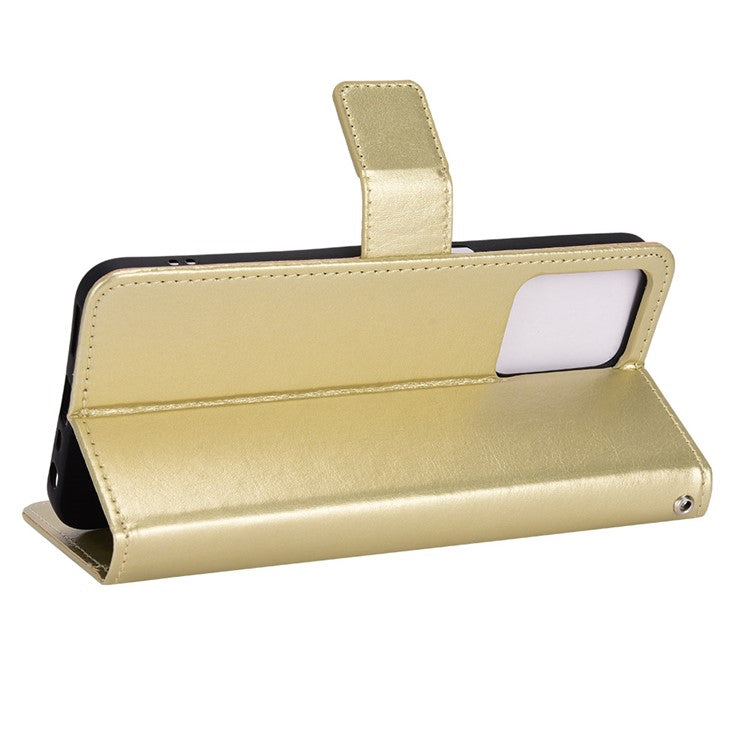 For Realme C35 Crazy Horse Texture Well-protected PU Leather Mobile Phone Stand Case Wallet Cover - Gold