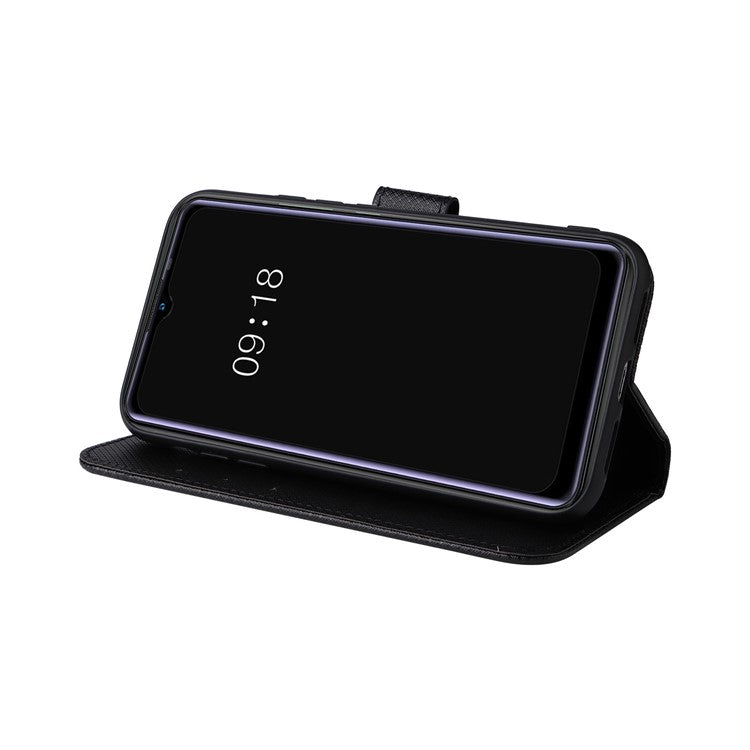 For Realme Narzo 50A Phone Case Cover Diamond Texture PU Leather Wallet Stand Cell Phone Shell with Strap - Black