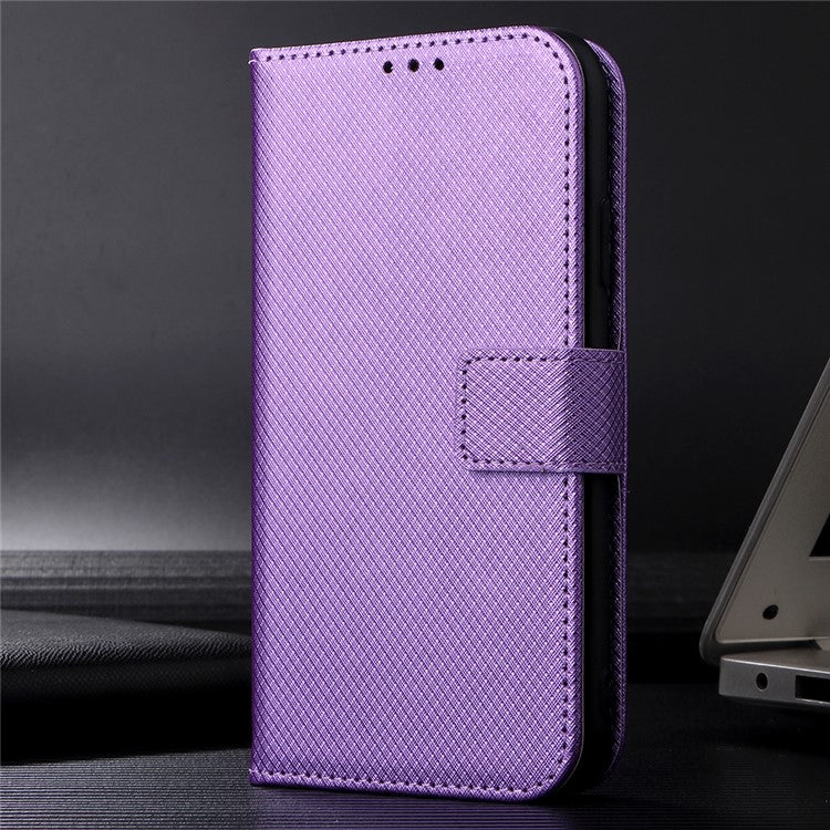 For Realme GT2/GT Neo2 5G/GT Neo 3T 5G Anti-scratch Magnetic Closure Diamond Texture PU Leather Wallet Stand Phone Shell Case with Strap - Purple