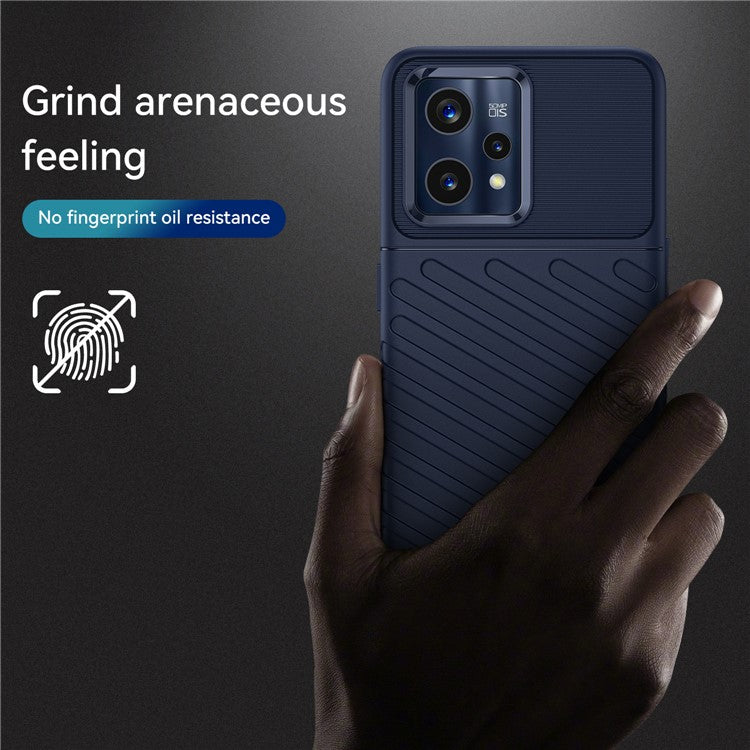 For Realme 9 Pro+ Thunder Series Thickened TPU Twill Texture Phone Case Drop-resistant Protective Cover - Blue