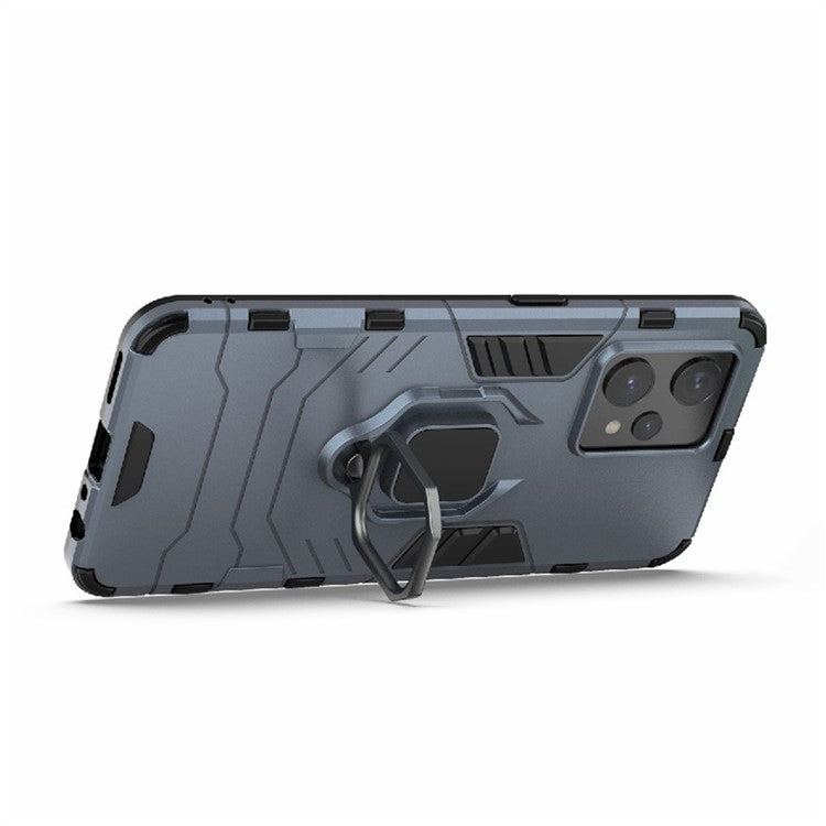 For Realme 9 Pro+ Soft TPU + Hard PC Heavy Duty Shockproof Hybrid Case with Ring Kickstand - Blue