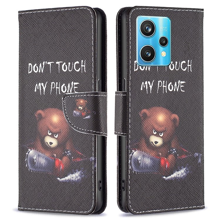 For Realme 9 Pro+ Pattern Printing PU Leather Case Magnetic Closure Stand Wallet Style Flip Cover - Bear
