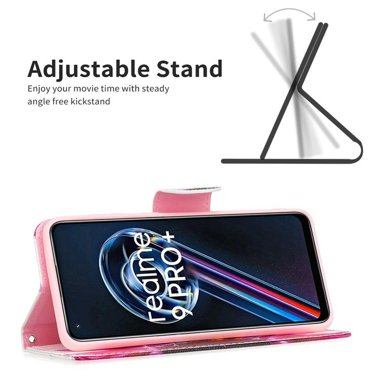 For Realme 9 Pro+ Pattern Printing PU Leather Case Magnetic Closure Stand Wallet Style Flip Cover - Sunflower