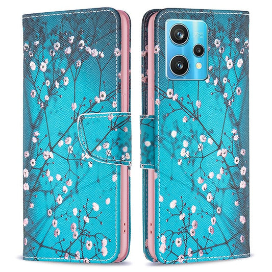 For Realme 9 Pro+ Pattern Printing PU Leather Case Magnetic Closure Stand Wallet Style Flip Cover - Plum Blossom