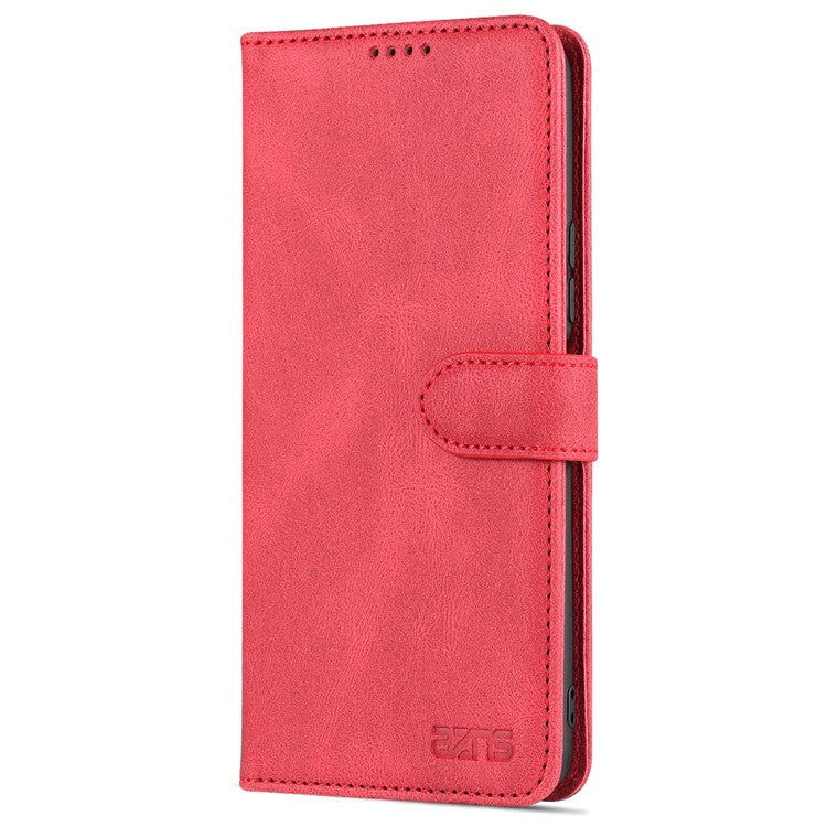 AZNS Phone Case for vivo Y76s/Y74s, PU Leather Wallet Folding Stand Magnetic Scratch-proof Flip Cover - Red