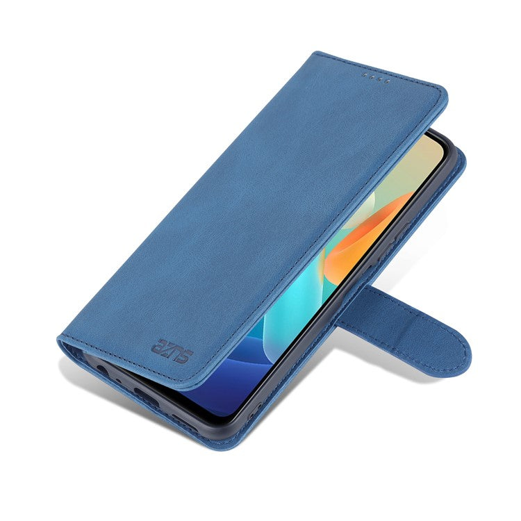 AZNS Phone Case for vivo Y76s/Y74s, PU Leather Wallet Folding Stand Magnetic Scratch-proof Flip Cover - Blue